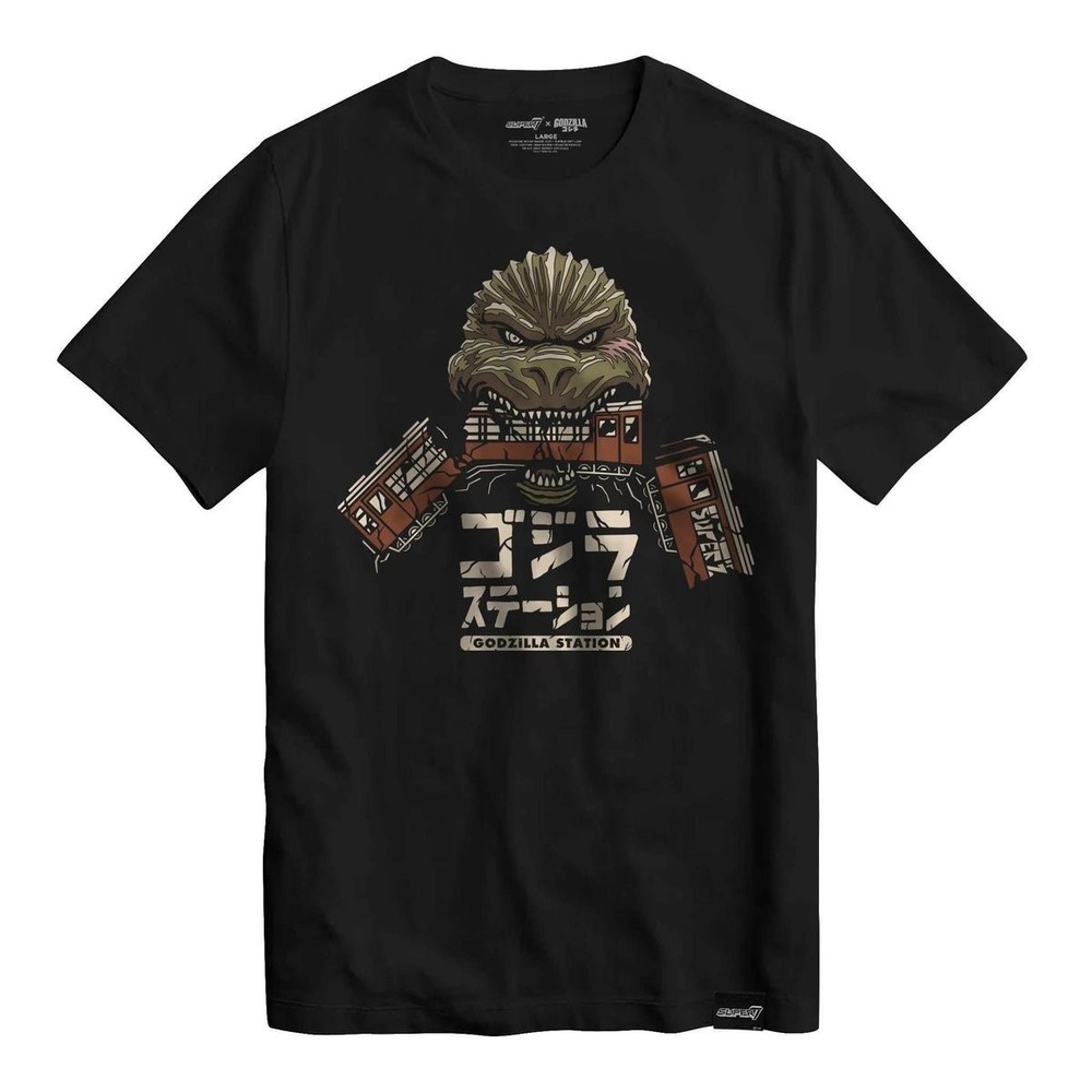 Toho Godzilla Train Biter T-Shirt, Black, X-Large